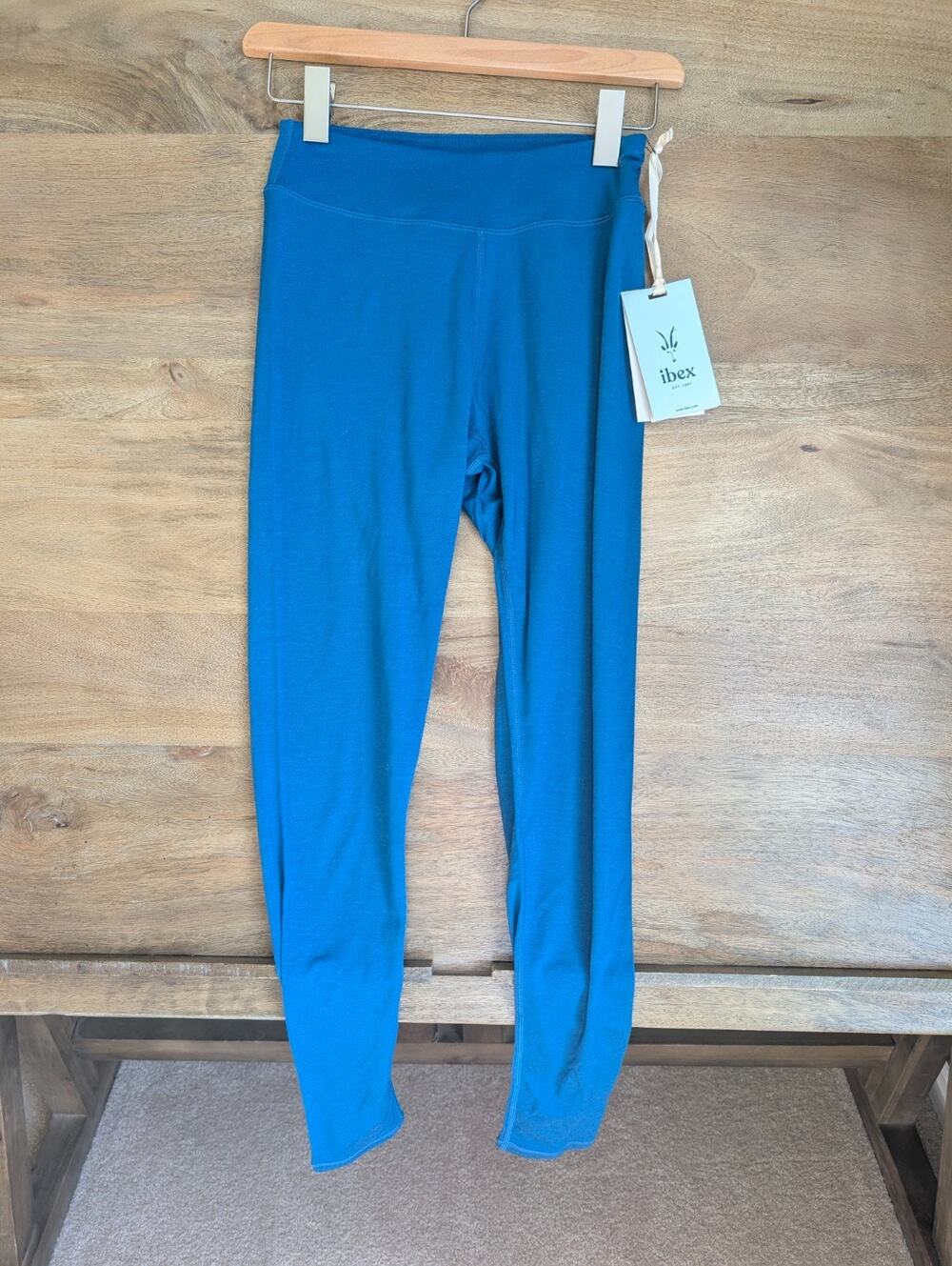 Ibex Woolies Pro Tech Leggings Womens XS Blue Merino Baselayer High Waisted NWT